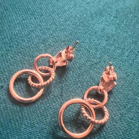 Twisted Oval Link Solid 925 Sterling Silver Earrings Vintage Inspired - Picture 9 of 12
